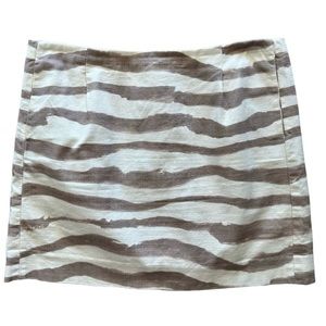 J. Crew Cream and Tan Stripe Mini Skirt Size 6